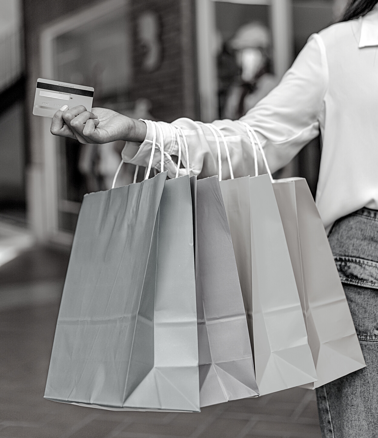 Carrying shopping bags or shopping